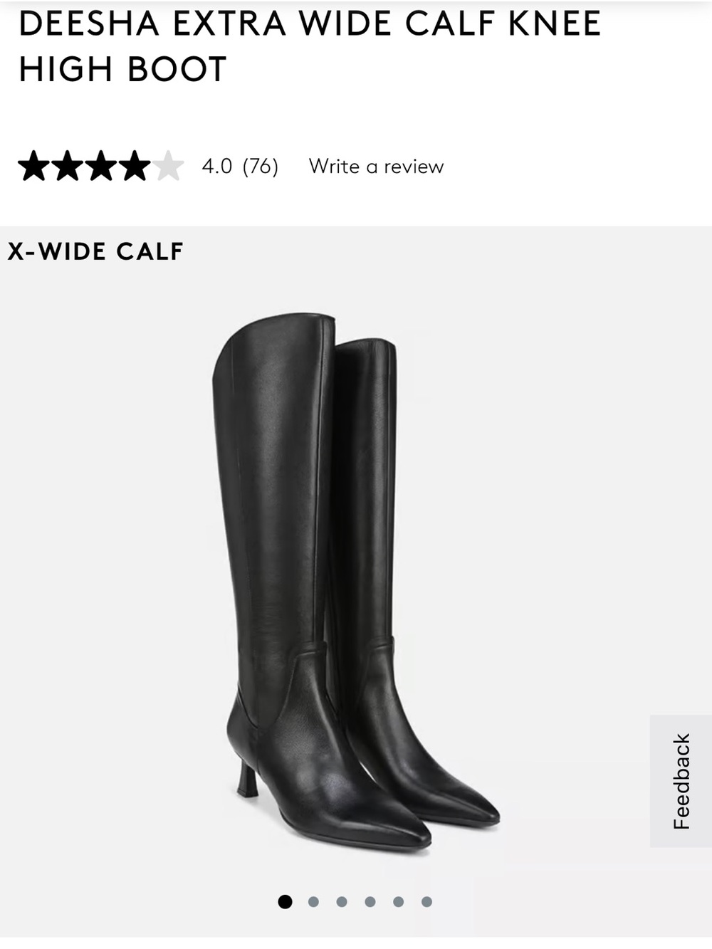 Naturalizer Deesha Black Extra-Wide Calf Knee-High Pointed-Toe Boots